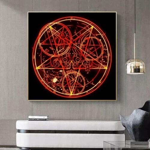 Doom Pentagram Magic Circle Cartoon Wall Art Decor Posters and Prints Abstract Canvas Art Anime Painting Picture for Living Room