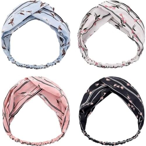Korea Women Summer Style Headbands Bohemian Girl Cross Turban Bandage Bandanas Chiffon Silk Headband