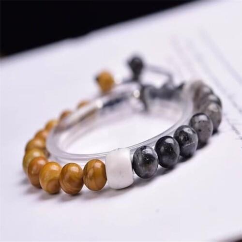 Natural Crystal Turbo Bracelet Wood Fossil White Pine Stone Flash Stone Fashion Charm Bracelet Jewelry Gifts