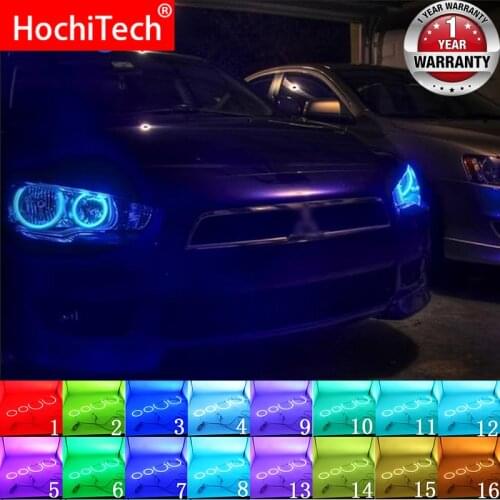 Multi-color RGB LED Angel Eyes Halo Ring Eye DRL RF Remote Control for Mitsubishi Lancer 2008 - 2015 non projector Accessories