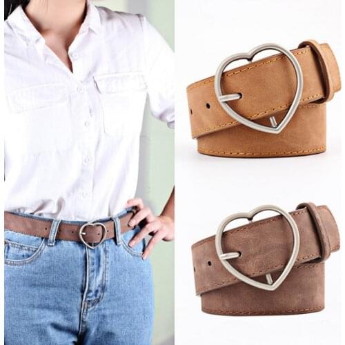 Sweetheart Buckle Adjustable Girdle Fashion Women PU Leather Belt Female Cute Black Harajuku Belt Ladies Pants Party Dress Heart