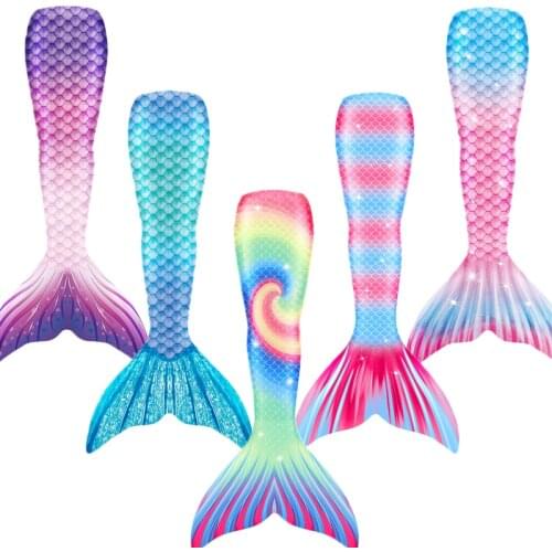 Girls Mermaid Cosplay Swimwear Bikini Set Costume Kids Swimming Mermaid Tail Cola De Sirena Swimmable Suit No Monofin C40A45