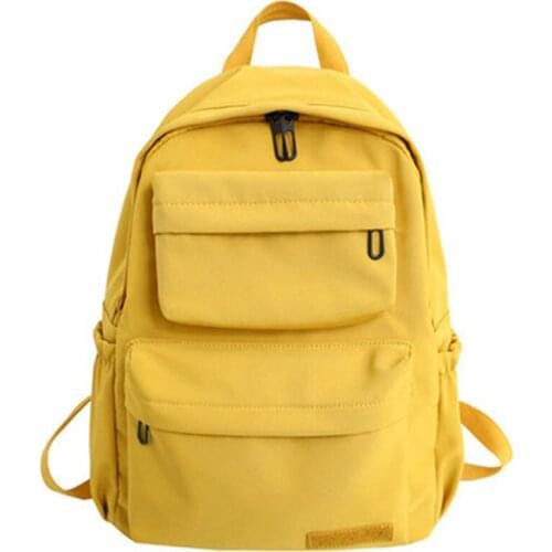 2021 Backpack Women New Double Pocket Large Capacity Student Casual Campus Waterproof Nylon Solid Color School Bag For Girl