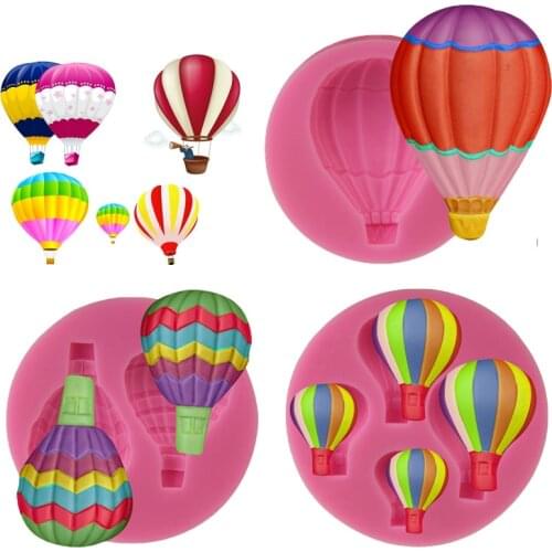 3 Models Hot Air Balloon Silicone Mold Fondant Mold Cake Decorating Tools Chocolate Gumpaste Mold Random Color