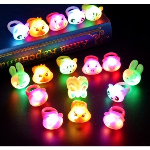 Cartoon LED Flashing Light Up Glowing Finger Ring Toys Christmas New Year Party Favor Gifts Toys for Children