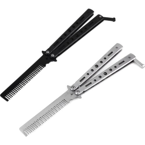 Training Salon Stainless Steel Butterfly Comb Sling Knife Safety Training Knife Novice Blade Practice Comb For Novices Drop ship