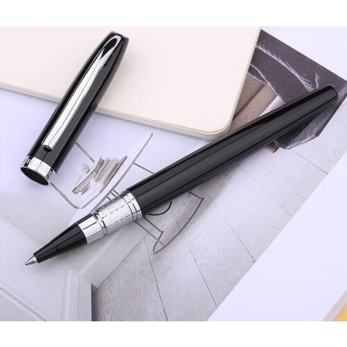 Hgih Quality Gift Stationery Pimio 83 Pure Black and Silver Clip Roller Ball Pen Luxury Gift Ballpoint Pens Free Shipping