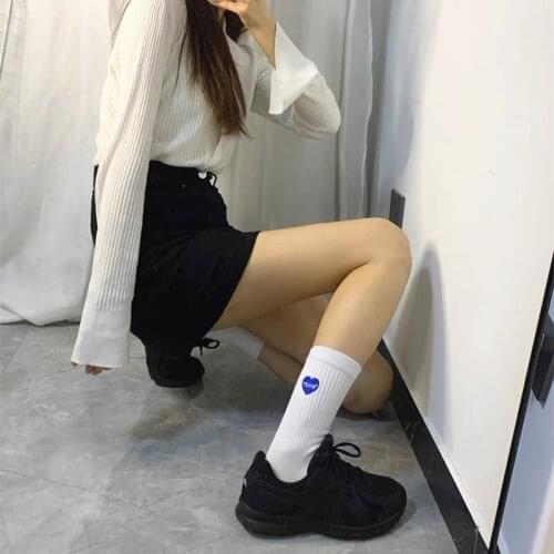 Adult Funny Middle Calf Short Crew Street Fashion Cotton Socks What Human Women Ankle Kawai College Small Love Heart Casual Cute