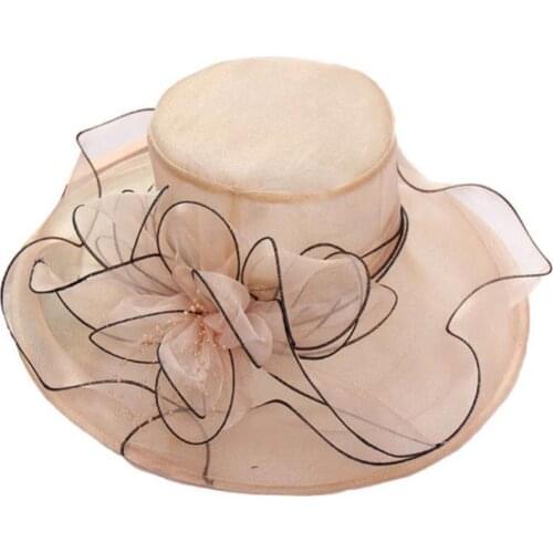50% Hot Sales Floral Organza Wide Brim Church Kentucky Derby Fascinator Lady Tea Party Sun Hat