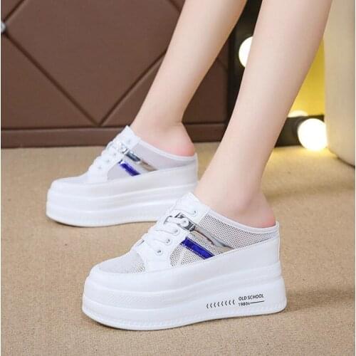 Brand Design Women Platform Slipper Fashion Sandals Shoes Round Toe Slip On Mules Flat Heel Casual Slides Chaussure Femme