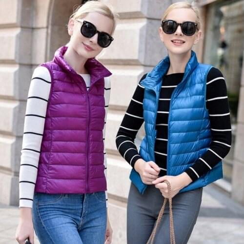 New brand autumn winter Ultralight thin women down vest 90% white duck soft warm waistcoat female sleeveless Windproof vest coat