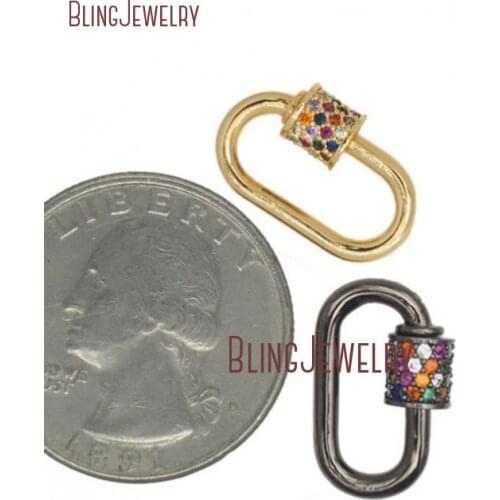 Gold or Gunblack Oval LOCK CZ Micro Pave Oval Shape Screw Clasp Lock Carabiner Lock 12x18mm FC32323