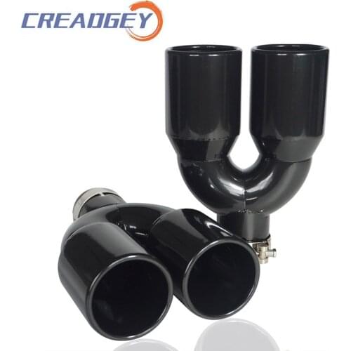 1PCS Universal Double Rear Exhaust Tip Stainless Steel Tail Pipe Dual Outlet Muffler Pipe Silencer Custom size Car Accessories