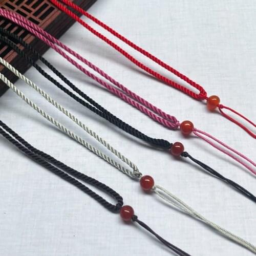 10pcs Lot Handmade Diy Woven Wishful Line Necklace Rope Jade Pendant Adjustable Jade Lanyard Jade Pendant Rope