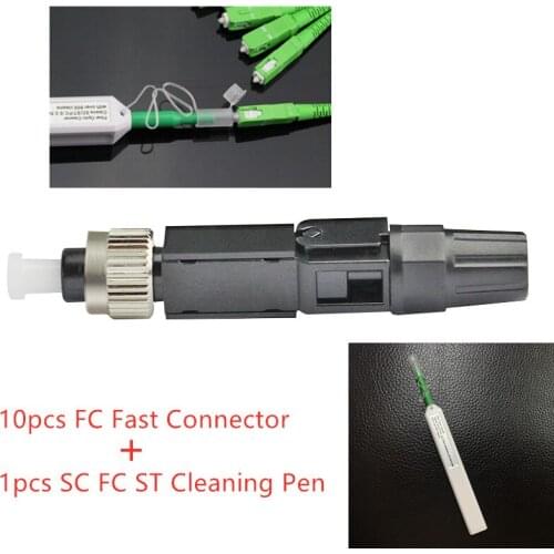 10 PCS SM Embedded FC UPC Fiber Optic Fast Connector FC Adapter 0.3db with FC Connector Cleaner Cleaning Box Cleaning Tool