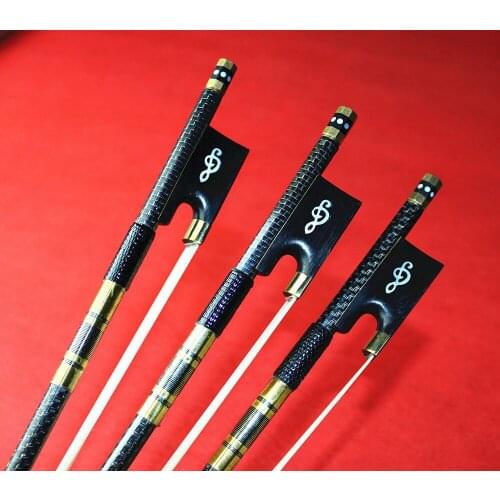 5pcs Pro new light carbon fiber 4/4 violin fiddle bow copper parts White hair