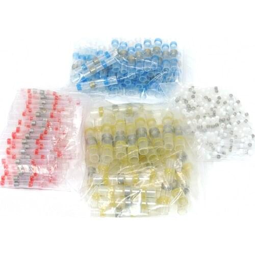 50 Pcs Soldering connector with Shrink Tube Electrical Wire Splice Insulated Welding Terminals red blue white yellow