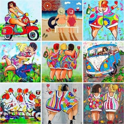 5D Diy Diamond Painting Cartoon Fat Girl 3D Diamond Embroidery Sexy Ladies Cross Stitch Rhinestone Mosaic Picture Art Home Decor
