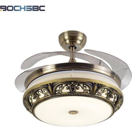 BOCHSBC Invisible Plastic-art Ceiling Fan Lights For Dining Room Living Room European And American Luxury Home Decoration Fans
