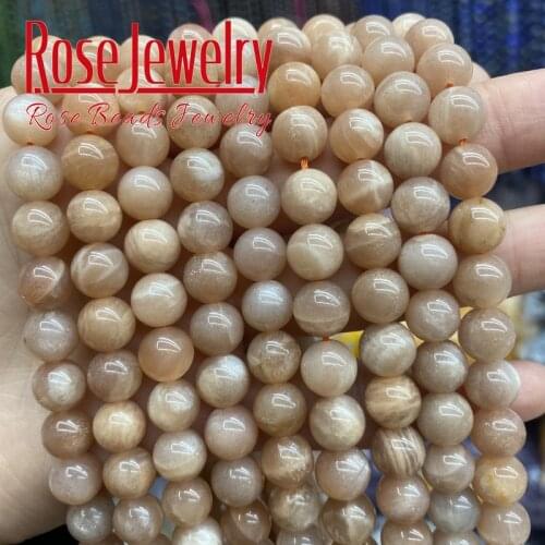AAAA Natural Stone Beads Sunstone Quartz Peach Round Loose Beads 15" Strand 4 6 8 10 12 MM Pick Size For Jewelry Making Bracelet