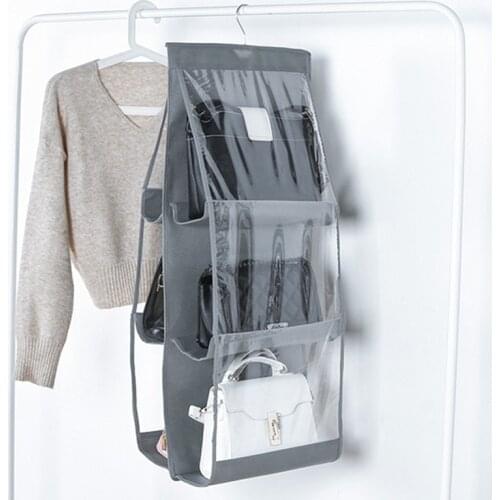Home Receiving Bag Fabric Artistic Household Dust-proof Bag 6-lattice Bag-hanging Wardrobe Receiving bag 84*35cm