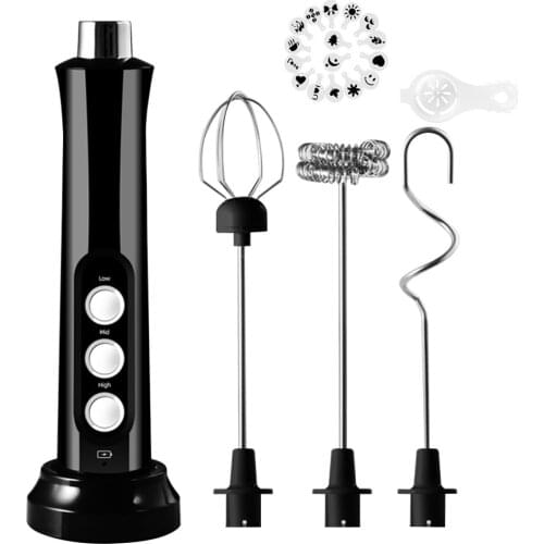 Electric Foamer Mixer Whisk Beater Stirrer 3-Speeds Coffee Milk Drink Frother USB Rechargeable Handheld Food Blender Whisk