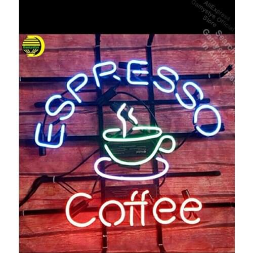 Espresso Coffee Neon Sign Neon Light Sign Glass Tube Quality Guarantee Handcraft neon lights Guitar Store Display Mercury Lamps