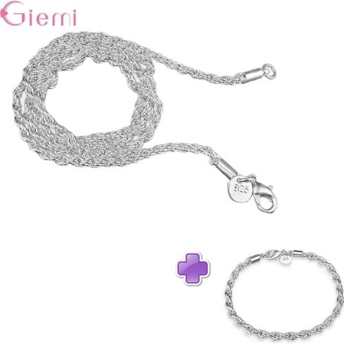 Jewelry Sets Women Men Fashion Jewelry Trendy 925 Sterling Silver Wide Chain Brazil Bracelet Necklace Set Wholesale