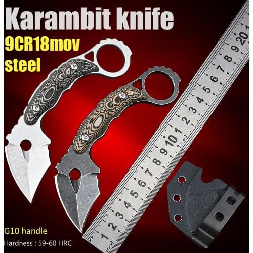 G10 Handle Mini Karambit Knifes Outdoor Utility Tactical Fixed Blade Knife Camping Survival Hunting Knives Self Defense EDC Tool