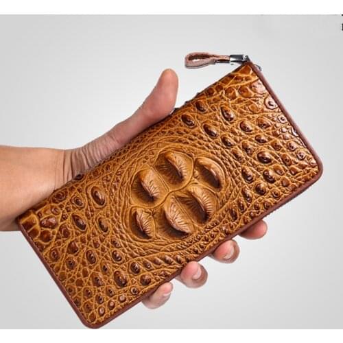 Crocodile pattern Cowhide leather men wallet Men clutch bag card holder wallet mens money bag male purse male mobile phone bag