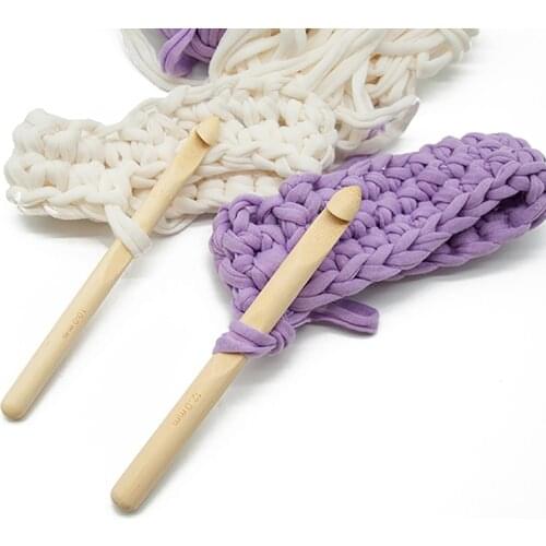 2Pcs Wood Crochet Hook Set DIY Knitting Needles Handle Home Knitting Weave Yarn Crafts Household Knitting Tools