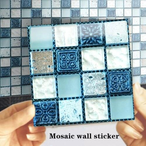 10pcs Mosaic Tiles Wall Sticker 2D Printed Covers Self Adhesive Wallpaper for Kitchen Cupboard decor Home Renovation Wall Decals