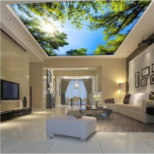 Wholesale Green Trees and Sun murals 3d wall ceiling murals wallpaper ceiling mural wallpaper 3d murals