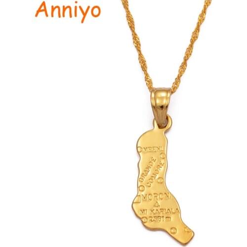 Anniyo Moroni Map Necklaces Pendant for Women Gold Color Jewelry Map of Moroni #007810
