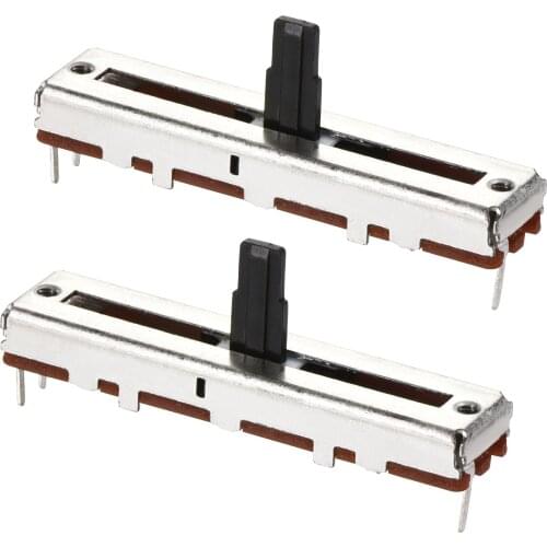 Uxcell Fader Variable Resistors Mixer 45mm Straight Slide Potentiometer B10K Ohm Single Channel 2 Pcs