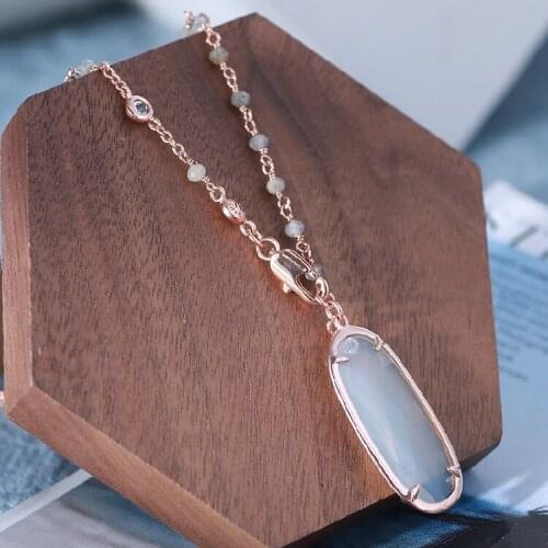 American fashion designer inlaid with a single shiny gem zirconium luxury fashion necklace sweater chain