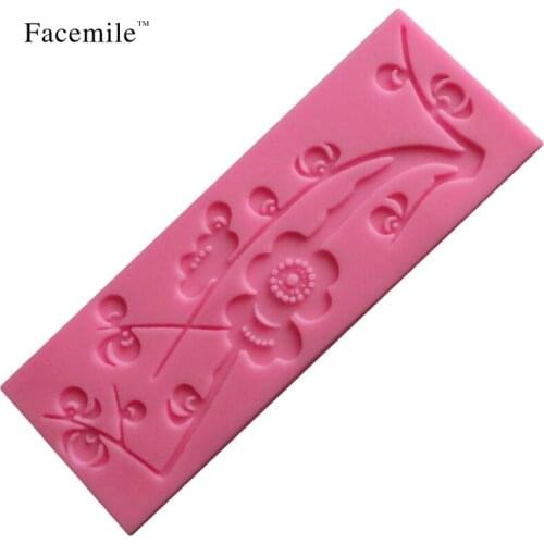 Silicone Lace Mold Plum Flower Cake Mould Sugar Craft Fondant Cake Embossed Mold Cake Decoration 50-161