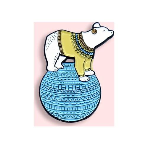 Cute Wearing Sweater Polar Bear Badge Creative Cartoon Animal Metal Enamel Brooch Fashion Lapel Backpack Jewelry Accessories