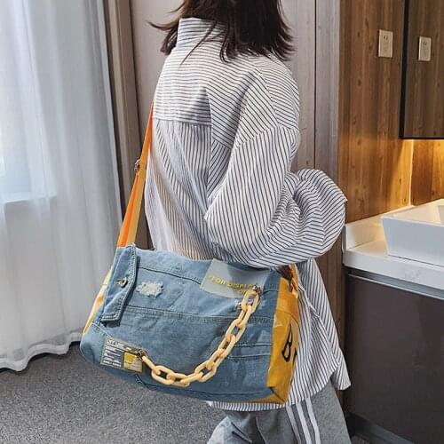 Fashion Denim Chain Crossbody Bags for Women Letter Designer Candy Female Shoulder Bag Sling Side Large Capacity Tote Weekender