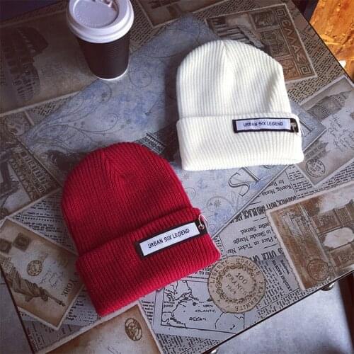 Warm Unisex Knitted Hat For Women Man Sticking Cloth Iron Ring Women Winter Hat Winter Cap Knitting Skullies Beanies Female Cap