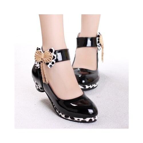 2018 In with Heel Sequins Bow tie Kids Girl shoes Fashion Children Girl princess Shoes Slip on Kids Girls temperament Shoes 104