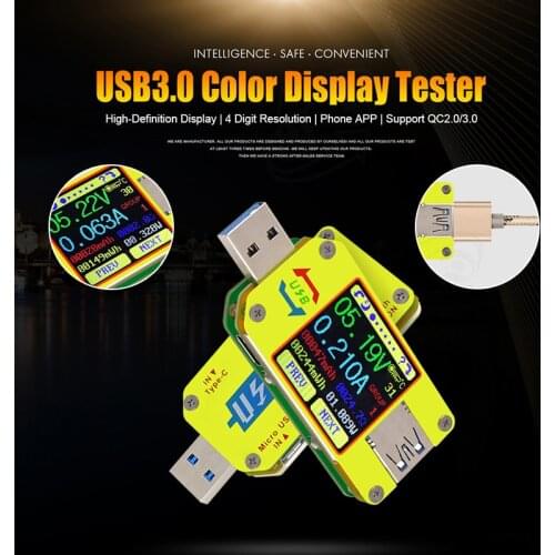 UM34C/UM34 DC Voltmeter Ammeter Voltage Current Meter APP USB 3.0 Type-C Battery Charge Measure Cable Resistance Testers PUO88