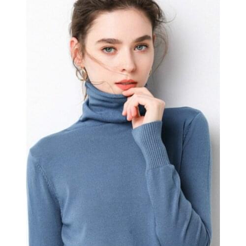 New Knitted Winter Fashion Women Solid Turtleneck Sweater Female Long Sleeve Chic Elegant Ladies Jumpers Sweater Pull Femme