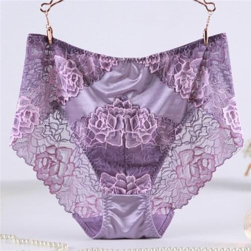 Women plus size briefs 65-150kg high waist sexy flower luxury lingerie women plus size womens underwear panties