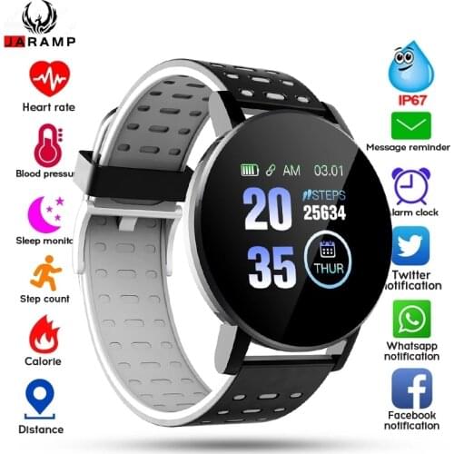 2021 119 Plus Smart Watch Men Women Blood Pressure Waterproof Sport Round Smartwatch Smart Clock Fitness Tracker For Android IOS