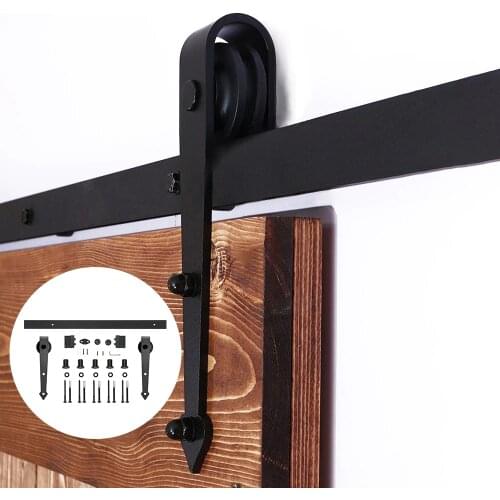 4.9FT/6FT/6.6FT/8FT Carbon steel arrow black rustic interior sliding barn door hardware for sliding door