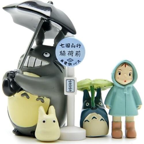 5PCS/Lot Cartoon Anime My Neighbor Totoros with Umbrella Girl Bus Station Action Figure Toys Action Figures Kids Christmas Gift
