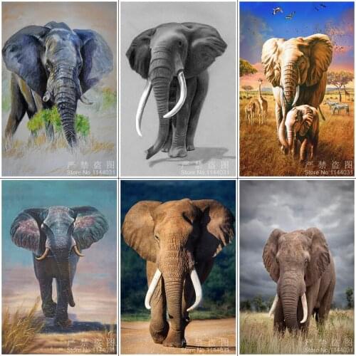 5D DIY Diamond Painting Elephants Diy Diamond Crafts Needlework Full Square Diamond Mosaic Pasted Diamond Embroidery Elephant