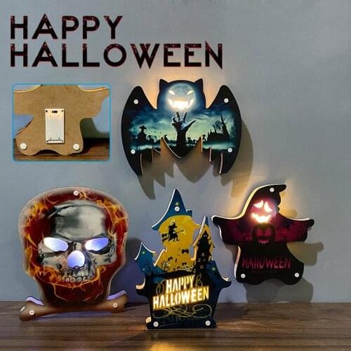 Halloween Atmospheres Lights Wizard/Pumpkin/Castle/Skul /Ghost Holiday Party Pendant Props for Home Garden Decor DIY Decorations