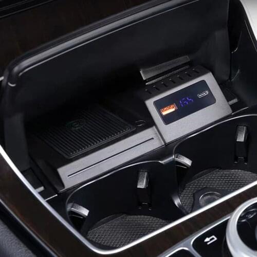 15W car wireless charger for Mercedes Benz W205 AMG C43 C63 AMG GLC 43 GLC 63 X253 C300 C200 C Class GLC QI phone charger